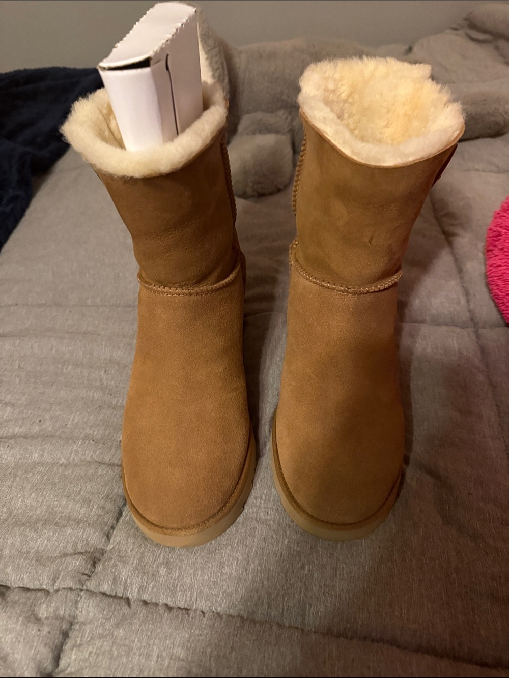 UGG Women’s Short Shearling Boots in Chestnut Suede